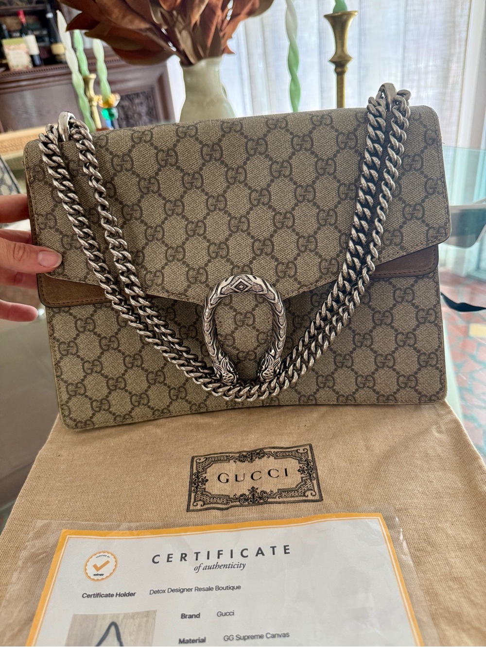 Gucci Dionysus GG Supreme Medium Canvas Shoulder Bag